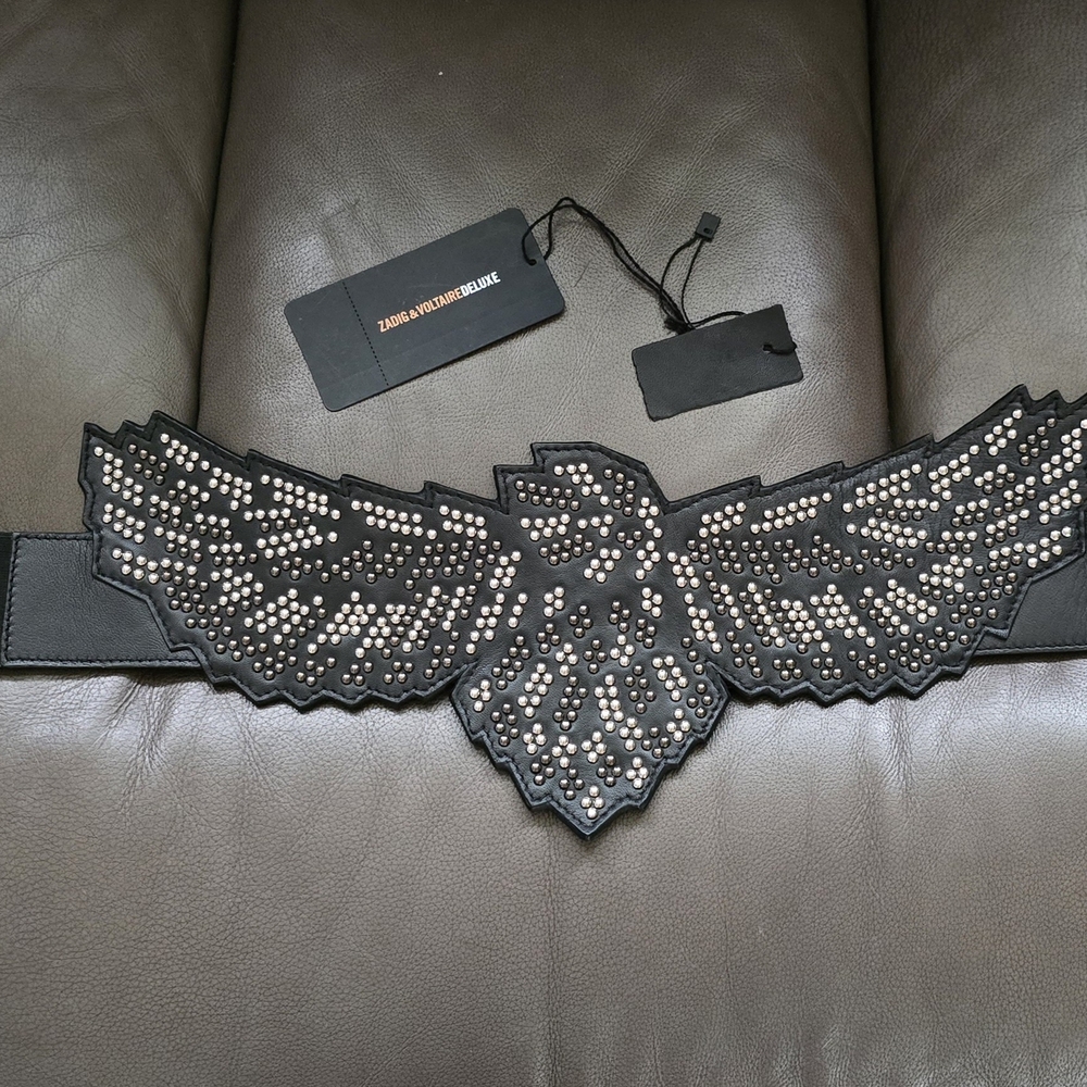 Zadig and Voltaire Black Studded Leather Belt